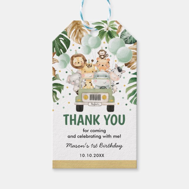 Vild Ett Tropiskt jungeldjur födelsedag Gi Presentetikett (Framsidan)