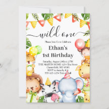 Vild Ett ungle Safari Animals 1:a födelsedag Party