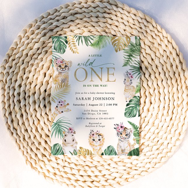 Vild Ett ungle Safari Animals Babykläder Inbjudningar (Skapare uppladdad)