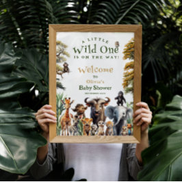 Vild ett välkomsttecken för safari-djur för babysk poster