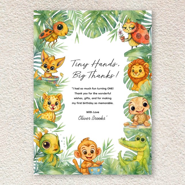 Vild ett vattenfärg 1-års födelsedag Tack-kort Tack Kort (Wild One Watercolor 1st Birthday Thank You Card)