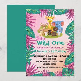 Vild ett zoomungel 1:a djur Pet Birthday children Inbjudningar