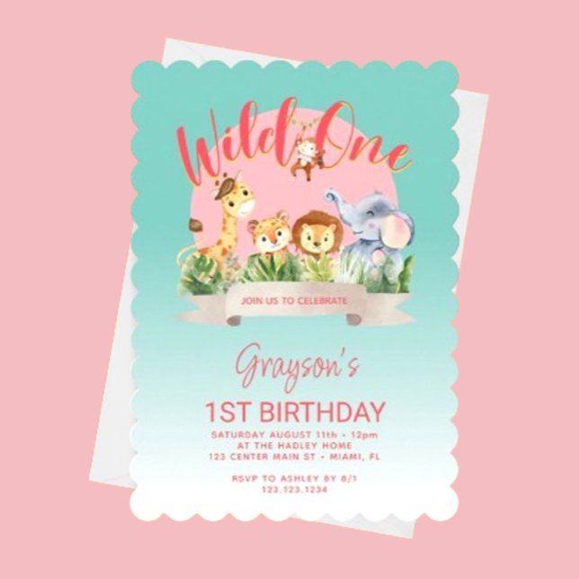 Vild etta Florida stil 1-årsdag Inbjudningar (Skapare uppladdad)