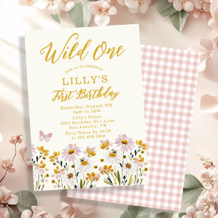 Vild etta Trädgård med vilda blommor och fjärilar Inbjudningar