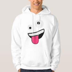 Vild Fånig Crazy Öga Zany Ansikte Emojis Hallo Hoodie