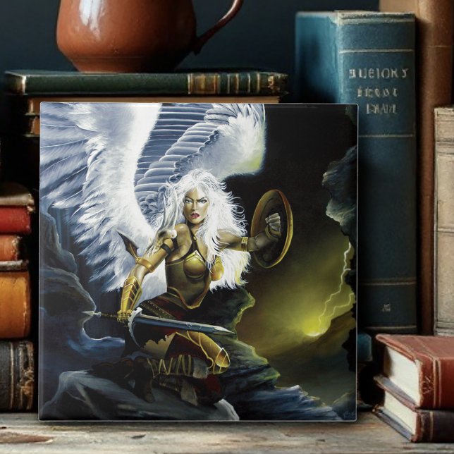 Vild fantsasykrigarsvärd för änglar kakelplatta (Skapare uppladdad)