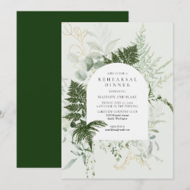 Vild Fern Greenery Forest Bröllop Rehearsal Dinner Inbjudningar