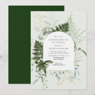 Vild Fern Greenery Forest Bröllop Rehearsal Dinner Inbjudningar