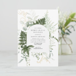 Vild Fern Greenery White Bröllop Rehearsal Dinner Inbjudningar