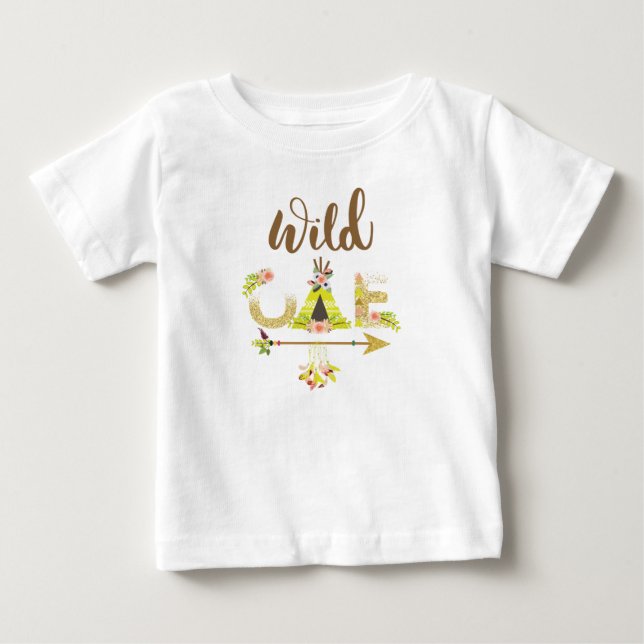 Vild Flicka Ett Boho Första Födelsedag T Shirt (Framsida)