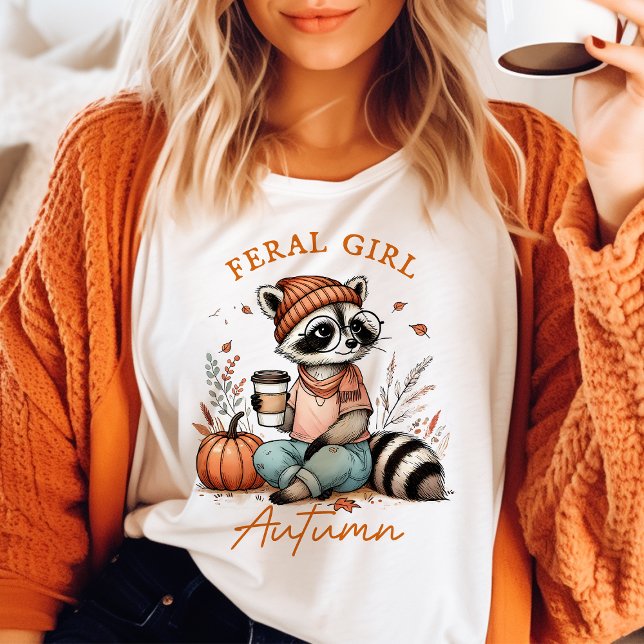 Vild flicka Höst Vintage Tvättbjörn T Shirt (Skapare uppladdad)
