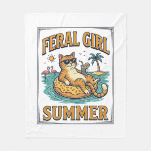 Vild flicka sommar katt flyter vintage skjorta des fleecefilt