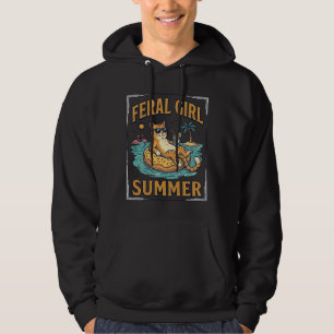 Vild flicka sommar katt flyter vintage skjorta des hoodie