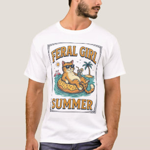 Vild flicka sommar katt flyter vintage skjorta des t shirt