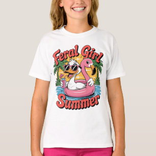 Vild flicka sommar tvättbjörn avkoppling rolig t-s t shirt