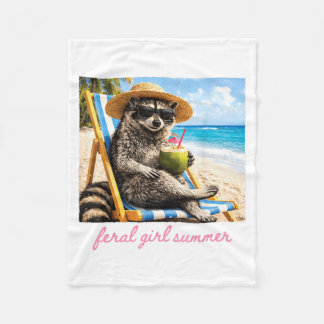 Vild flicka sommar tvättbjörn rolig meme semester fleecefilt