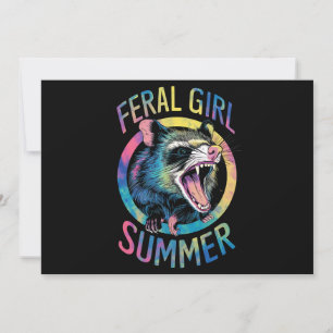 Vild Flicksommar Opossum Tie Dye Tvättbjörn Inbjudningar