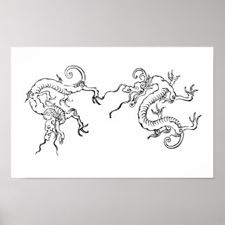  Vild & Flödande – Japansk Drakkonst Poster