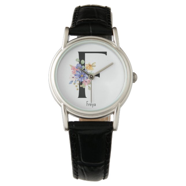 Vild Flower Alphabet F Watch Armbandsur (Framsida)