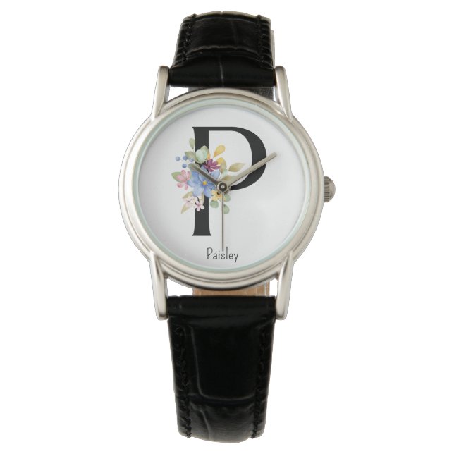 Vild Flower Alphabet P Watch Armbandsur (Framsida)