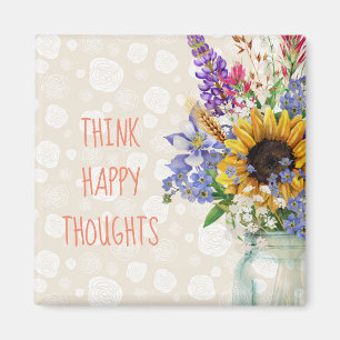Vild Flower Design Tänka Thouwnet Lycklig Thouwnet Magnet