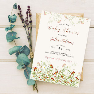 Vild Flower Gult Marigold Foliage Baby Shower Inbjudningar