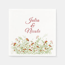 Vild Flower Gult Marigold Foliage Bröllop Pappersservett