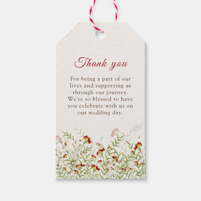 Vild Flower Gult Marigold Foliage Bröllop Presentetikett (Framsidan)