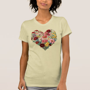 Vild Flower Heart T- Shirt, Nature Älskare Tee