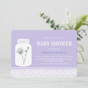 Vild Flower Mason Burk och Snöre Baby Shower Inbjudningar