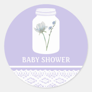 Vild Flower Mason Burk och Snöre Baby Shower Runt Klistermärke