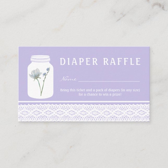 Vild Flower Mason Burk & Snöre Diaper Raffle Bilje Tilläggskort (Framsida)