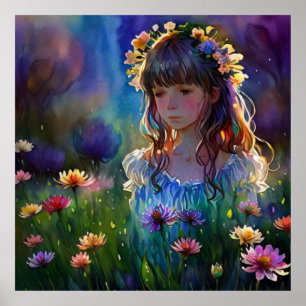 *~ Vild Flowers AP56 Girl Fantasy Art Painting Poster