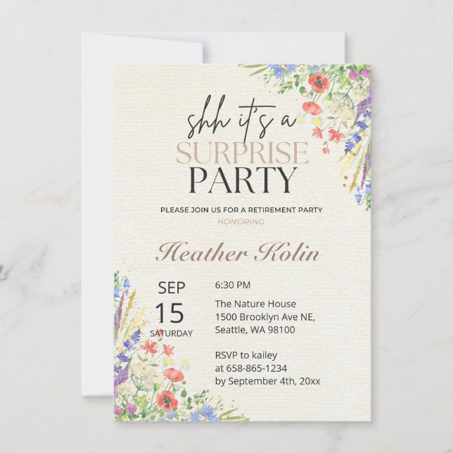 Vild Flowers Atch Photo Pension Card-mall Inbjudningar (Framsida)