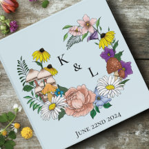 Vild Flowers Blommigt Blue Mushroom Bröllop