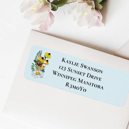 Vild Flowers Blommigt Blue Mushroom Returadress Etikett