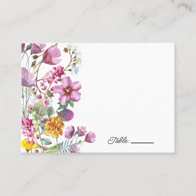 Vild Flowers | Boho Blommigt Place Card Placeringskort (Framsida)
