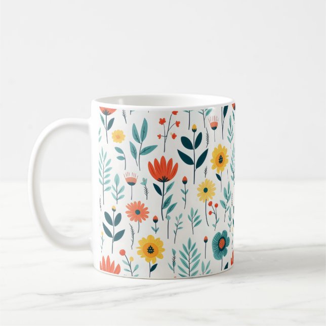 Vild Flowers Colorful Mönster Kaffemugg (Vänster)