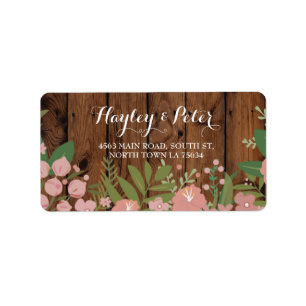 Vild Flowers Elegant Wood Adressetiketters Sticker Adressetikett