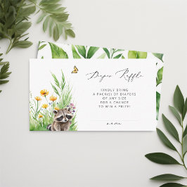 Vild Flowers Forest Cute Racoon Diaper Raffle Tilläggskort