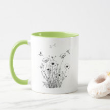 Vild Flowers in Black and White Coffee Mugg