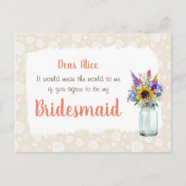 Vild Flowers kommer att bli mitt Bridesmaid-kort Inbjudan Vykort