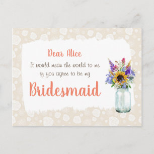 Vild Flowers kommer att bli mitt Bridesmaid-kort Inbjudan Vykort