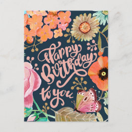 Vild Flowers & Leting Birthday-hälsningskort Vykort