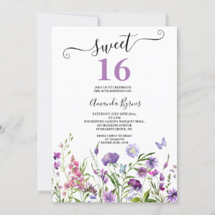 VILD FLOWERS LILA BLOMMIGT MEADOW WATERCOLOR INBJUDNINGAR