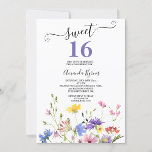 VILD FLOWERS LILA BLOMMIGT MEADOW WATERCOLOR INBJUDNINGAR