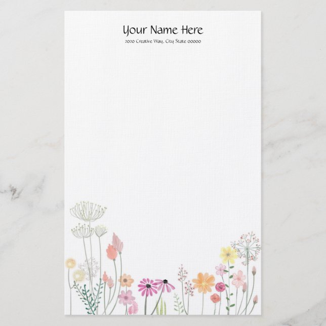 Vild Flowers Linen Stationery Brevpapper (Framsida)