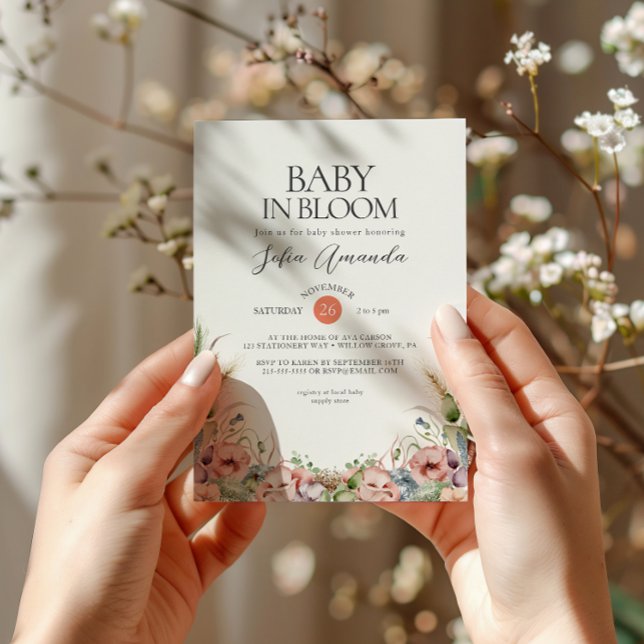 Vild Flowers minimalistbabyskor Inbjudningar (Skapare uppladdad)