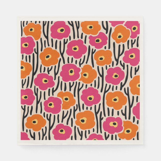 Vild Flowers Mönster Pappersservett (Framsidan)