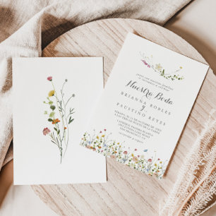 Vild Flowers Nuestra Boda Bröllop Inbjudningar